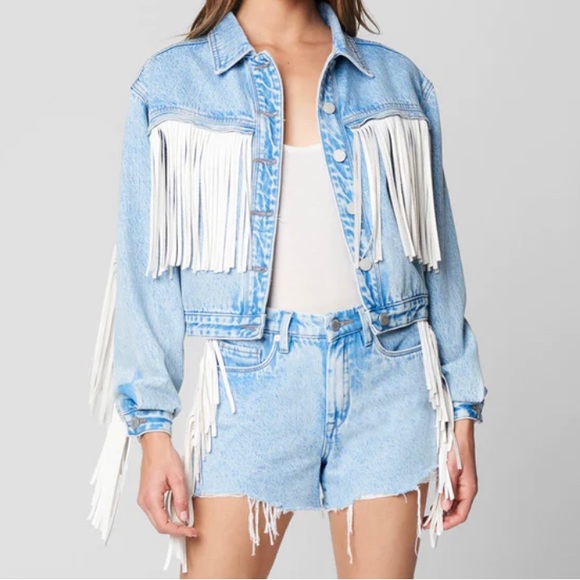 Blank NYC Nice Try Denim Fringe Jacket